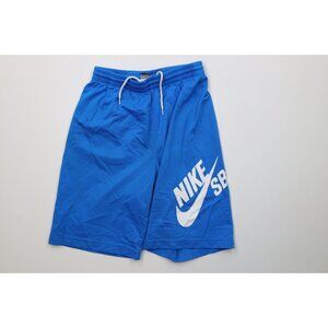 Nike SB Skateboarding Boys XL Spell Out Big Swoosh Knit Shorts Blue Polyester